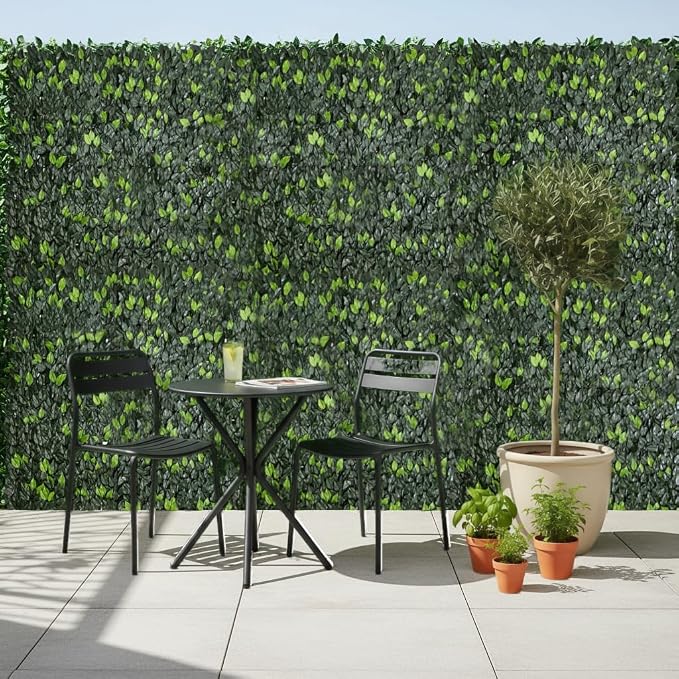 Artificial Grass Wall Panels 8Pcs 10"x10" Greenery Backdrop Fake Hedge Wall Panels Realistic UV-Resistant for Creating Privacy barriers on Balconies, patios, and backyards