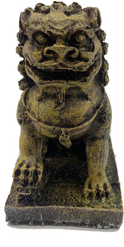 Fish Tank Decorations, Japanese Large Aquarium Decor Accessories with Foo Lions, Bearded Dragon Hideout, Reptile & Amphibian Habitat Hideouts(Yellow Lion)