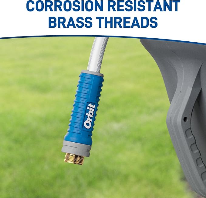 Orbit Auto-Retractable Garden Hose Reel - 100 ft x 5/8 in | Heavy-Duty, 180° Swivel Mount, 500 PSI Burst Strength - 28263