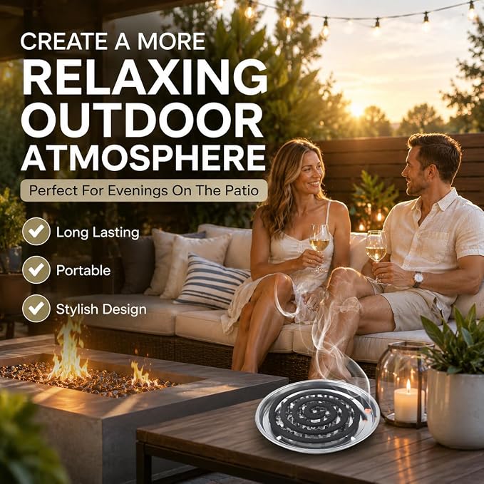 20 Pack Mosquito Repellent Coils, Natural Citronella Mosquito Coils Outdoor Indoor - 7 Hour Long Lasting Bug Repellent for Yard, Camping - Plant Based Insect Control with 1 Holder 2 Stands