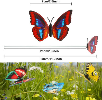 Augshy Butterfly Decorations, 75 Pcs Butterfly Stakes PVC Waterproof Decorative Colorfuli Garden Stakes for Indoor/Outdoor Christmas Yard Decor