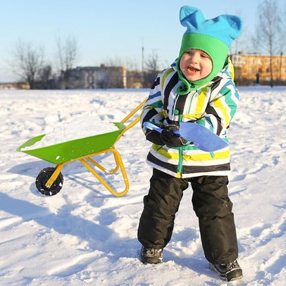 Costzon Kids Wheelbarrow, Metal Construction Toys Kart, Child Wheel Barrel w/Non-Slip Handle, Wearable Wheels, Yard Rover Steel Tray, Tote Dirt/Leaves/Tools in Garden for Toddlers (Light Green)