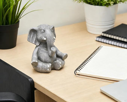 Elephant Zen Buddha Meditating Statue Decor, 5.5 inch Suitable for Home Office Desk Shelf, Gift for Elephant Enthusiasts Zen Practitioners