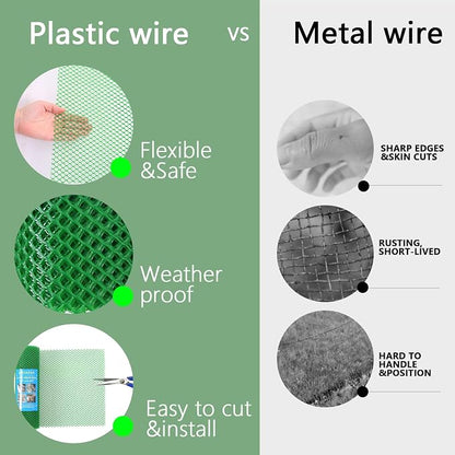 Plastic Wire Mesh Fence Roll - Ideal for Poultry, Rabbit, Barrier & Gardening - Durable Plastic Chicken Wire Mesh - Versatile Plastic Fencing (Green, 15.7IN*6.56FT), SL001