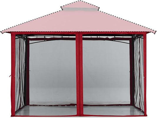 MASTERCANOPY Patio Gazebo Mosquito Netting Screen Walls (10x12, Burgundy)