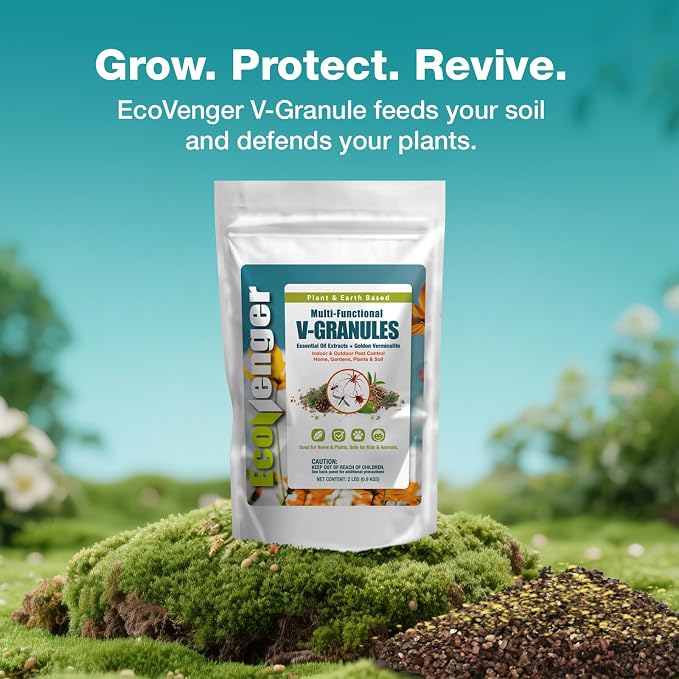 EcoVenger Multi-Purpose V-Granules 2LBS Bag, Horticulture or Household Use for Indoor & Outdoor Protection Against Insects and Rodents, Improves Soil & Promotes Rooting, 100% Natural, Safe for Kids