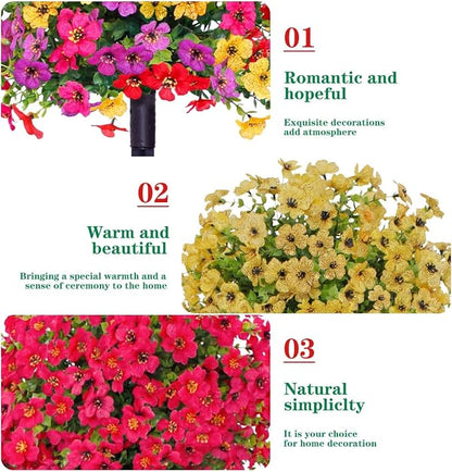 24 Inch Artificial Flower Stake Outdoor Decor - Multi-Color Garden Stakes for Yard & Lawn, No Fade Heavy Duty Plastic, All Season Decoration (2PCS Mix)