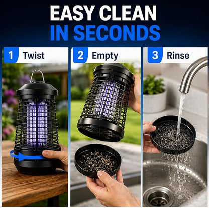 Bug Zapper Outdoor,4200v Mosquito Zapper Killer,Covers 1/2 Acre | Electric Bug zapper Helps Eliminate Mosquitoes and Flying Insects Outdoors. Ideal for Patio Backyard Garage. Easy-clean Tray