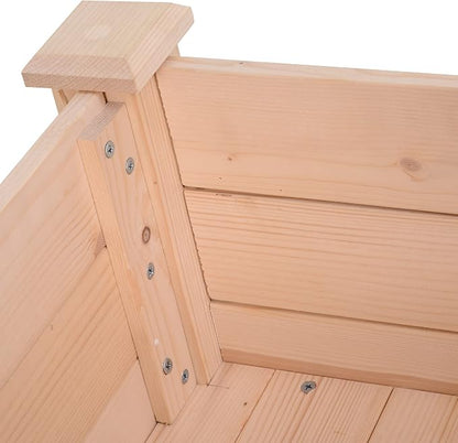 Outsunny Raised Garden Bed with Legs, 34" x 18" x 30", Elevated Wooden Planter Box, Self-Draining with Bed Liner for Vegetables, Herbs, and Flowers Backyard, Patio, Balcony Use, Natural