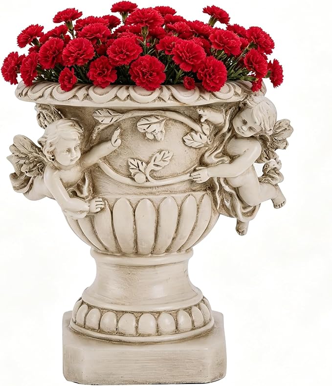 Cherub Angel Planters, Cherub Planter Flower Pots with Drain Hole for All House Plants, Patio Yard Decor, Polyresin, 8.46" H