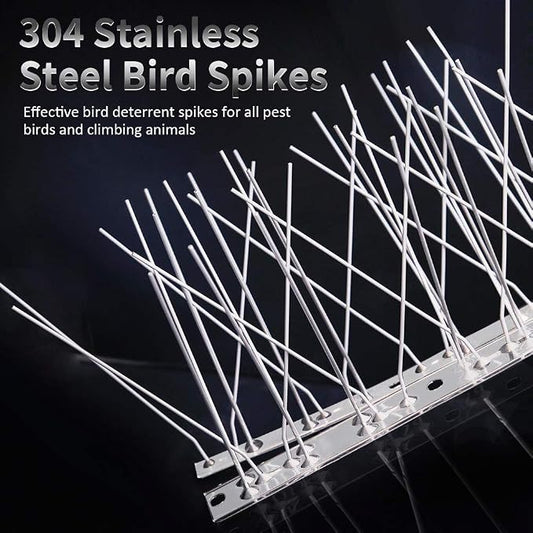 Bird Spikes for Pigeons Small Birds Cat, 10 Feet Bird Spikes Stainless Steel Deterrent 10 Strips