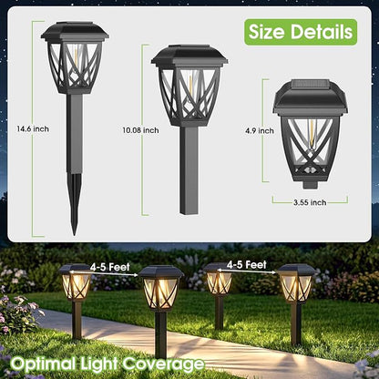 Greluna Solar Pathway Lights Outdoor 10 Pack, Auto On/Off Waterproof Solar Garden Lights, Energy Saving LED Landscape Outside Lights for Yard, Walkway, Patio & Driveway Decor