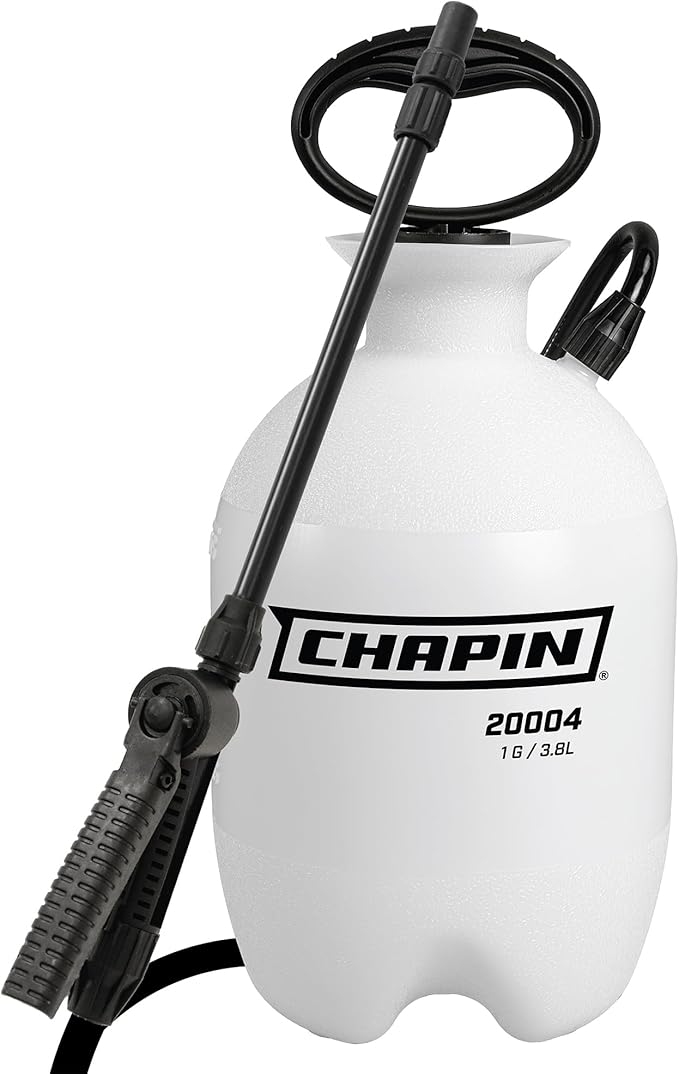 Chapin 1-Gallon Pump Sprayer, Easy Use for Home & Garden | Durable lightweight tank; ideal for weed control, plant care and cleaning with adjustable nozzle, long hose and easy pump