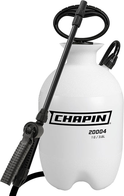 Chapin 1-Gallon Pump Sprayer, Easy Use for Home & Garden | Durable lightweight tank; ideal for weed control, plant care and cleaning with adjustable nozzle, long hose and easy pump