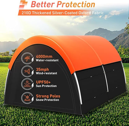 Upgraded Bike Tent with Rain Cover, Portable Outdoor Storage Shed for 8-10 Bikes, 210D Oxford Fabric PU4000 Waterproof, Bike Shed/Bike Cover for Motorcycles, Garden Tools, Lawn Mower