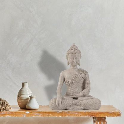 Buddha Statue for Home Decor Beige White-Buddha Statue Large for Spiritual 10.2''-Buddha Decor for Living Room-Buddha Statues for Zen Decor –Indoor Buddha Gift for Shrine , Meditation or Relaxation