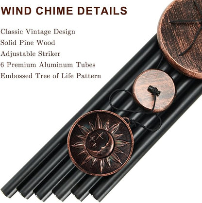 Wind Chimes for Outside, Vintage Sun Moon Star Deep Tone Wind Chime Outdoor Clearance, Patio Porch Balcony Decoration, Garden Decor Birthday Gifts for Women Mom Grandma (34" Sun Moon Star)