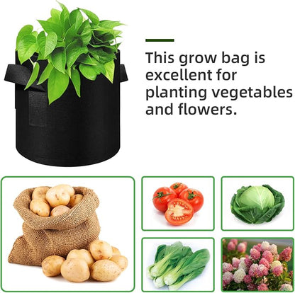 24 Pack 3 Gallon Plant Grow Bags, Thickened Nonwoven Fabric Pots with Handles, Vegetable Planter Bags Containers, Cloth Planters for Garden Vegetable/Flower/Plant/Fruits Outdoor (Black)