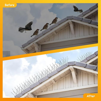 Bird Spikes,Stainless Steel for Outside Easy to Install - 9 Strips 10.17 Feet Coverage