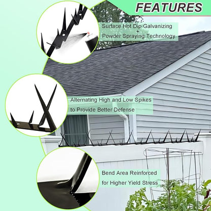 Heavy Duty Metal Fence Spikes-Anti Climb Security Spikes for Fence and Wall-Intruder and Animal Deterrent (Black, 178 inches)