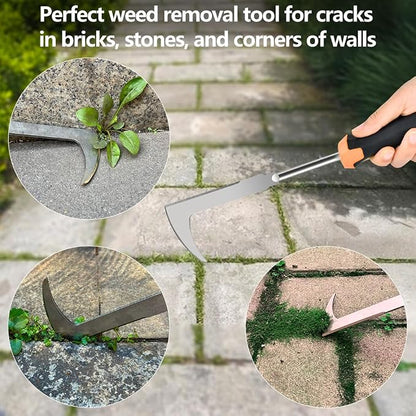 3 Pack Manual Weed Puller Tool, New Garden Stainless Steel Weeder Tool Hand Weeder Tool,Multi-Purpose Weed Remover Tool Weeding Tools for Gardening(Rubber Handle)