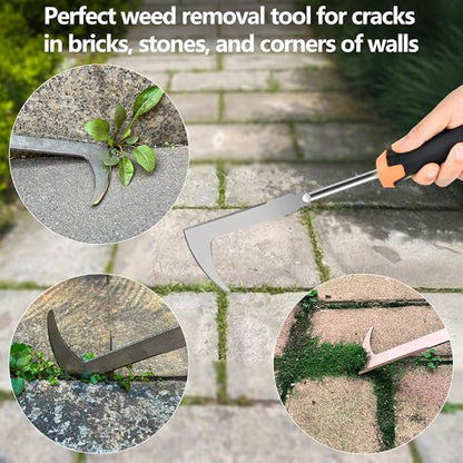 2026 Weed Puller Tool, 3 Pack New Garden Stainless Steel Weeder Tool Hand Weeder Tool,Multi-Purpose Weed Remover Tool Weeding Tools for Gardening(Rubber Handle)