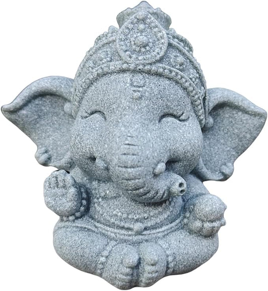 livelyfish Small Elephant Statue Sandstone Figurine Hindu Meditation Buddha Sculpture for Fish Tank Aquarium Decoration (F)