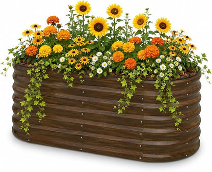 SnugNiture Galvanized Steel Raised Garden Bed Kit - 4x2x2 ft Large Metal Planter Box for Vegetables, Flowers, Herbs | Easy Assembly, Open Bottom Design