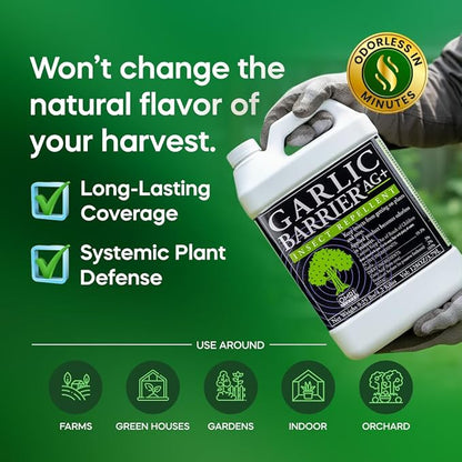 Liquid Garlic Insect Repellent Concentrate, 1 Gallon – OMRI Listed Garlic-Based Formula for Farms, Crops, Gardens & Greenhouses – Indoor & Outdoor Plant Protection
