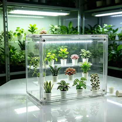 Mini Greenhouse Indoor, Clear Small Green House with Magnetic Door, Stackable Succulent Seed Starting Kit Children Nature Observation Station