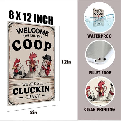 mmiishe Chicken Coop Accessories Wall Decorations Vintage Chicken Gifts for Farmers Funny Metal Signs for Coop Garden Kitchen Fences Gate Retro Wall Art Birthday Anniversary Decoration Metal Tin Sign