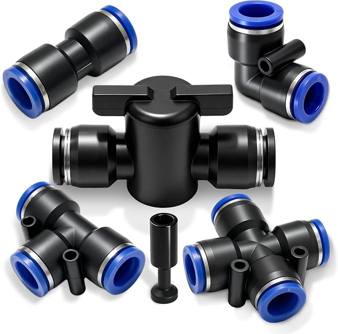 40PCS 5/16" Drip Irrigation Fittings, Quick Connect Drip System Parts | Drip Irrigation Connector Kits, Straight, Tee, Elbow, Cross Connectors, Valves and End Caps, DIY Garden Sprinkler System