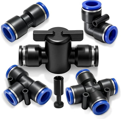 40PCS 5/16" Drip Irrigation Fittings, Quick Connect Drip System Parts | Drip Irrigation Connector Kits, Straight, Tee, Elbow, Cross Connectors, Valves and End Caps, DIY Garden Sprinkler System
