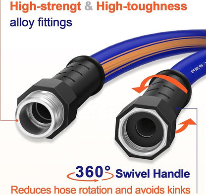 garden hose 50 ft x 5/8Inch, Hybrid Rubber 50 ft water hose, Durable, Anti-UV, Sturdy, No-Leakage, Lightweight, Flexible, Heavy Duty garden hoses with Swivel Handle