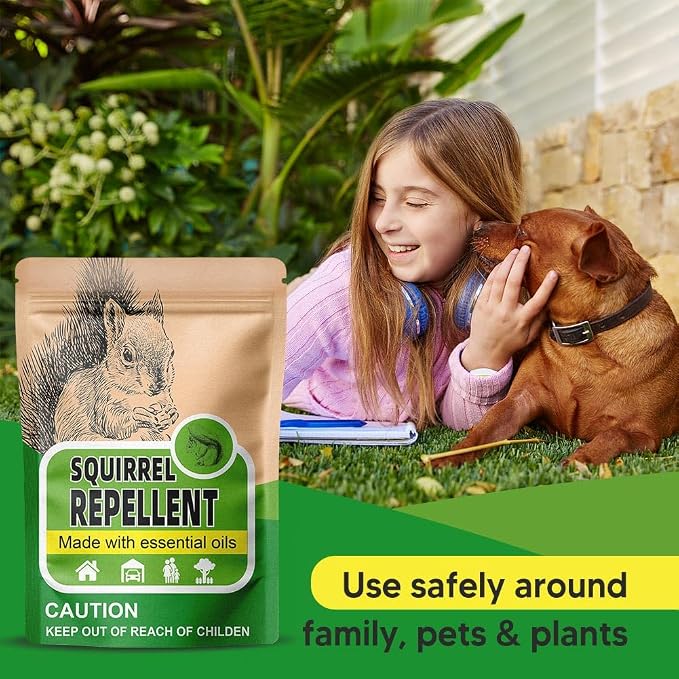 AUDQQM Squirrel Repellent Outdoor, Chipmunk Repellent for Garden, Squirrels Deterrent, Keep Squirrels Away from Yard, Attic & Bird Feeders, Lasting for 3 Month, Easy to Use, 10 Count
