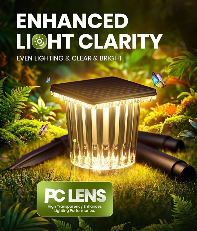 Super Bright Solar Pathway Lights Outdoor Powered 2-Pack,Adjustable Warm&Cool White,Waterproof IP65 Solar Garden Decor Landscape Lighting Outside for Front Yard/Patio/Walkway/Driveway/Lawn/Path Light
