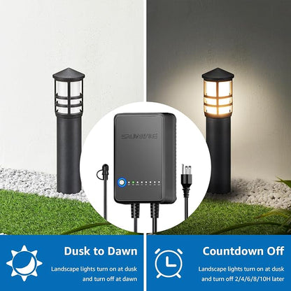 SUNVIE All-in-One LED Landscape Lighting Kit, 8-Pack Low Voltage Pathway Lights with Transformer and 100FT 16/2 AWG Wire, 3000K Waterproof Landscape Lights with Connectors for Walkway Garden Yard