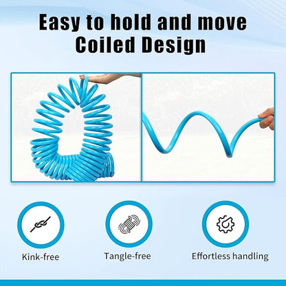 AUTOMAN Coil Garden Hose 50 ft, EVA Curly Water Hose with Brass Connectors, Recoil Garden Water Hose,Includes 7-Pattern Function Sprayer,Retractable,Corrosion Resistant Garden Coil Hose.
