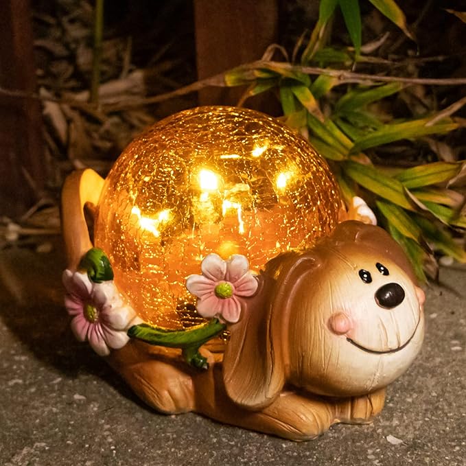 Solar Dog Statue Outdoor Decor, Solar Lights Garden Statue, Patio Yard Lawn Decor, Birthday Housewarming Gift