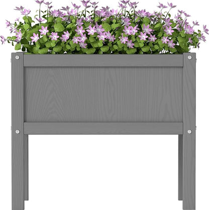 Raised Garden Bed with Drainage Hole Waterproof Small HDPE Elevated Planter Box with Legs Stable and Durable to Plant Herb Vegetable Flower,Patio,Balcony Outdoors/Indoors Gray