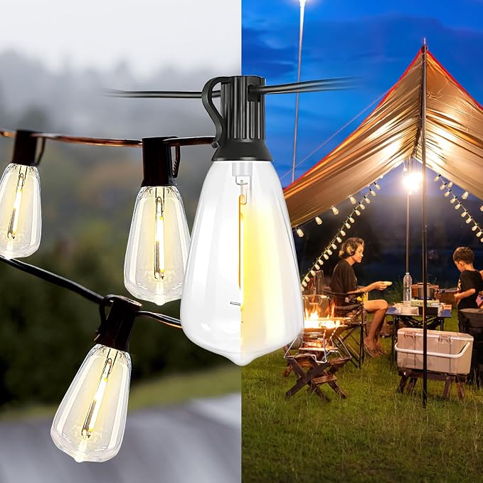 Bdrofn 100FT Solar String Lights Outdoor Waterproof, Solar Patio Lights with Remote Control & 30+2 Dimmable ST38 Edison Bulbs Shatterproof,Solar Powered String Lights for Outside Garden Backyard