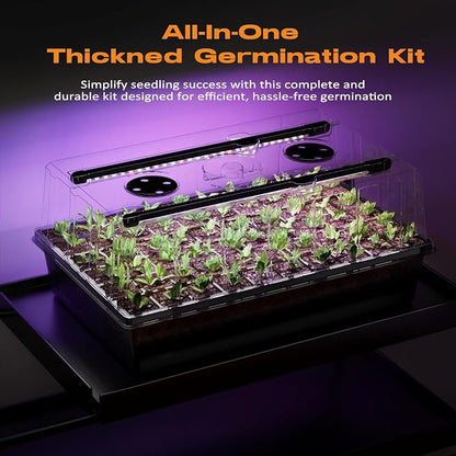 Patigrow 120-Cell Self-Watering Seed Starter Tray with Grow Light, Seed Starter Kit with 4.07” Humidity Dome, Indoor Seedling Starter Tray, Seed Starting Trays for Plant Germination, Seeds Growing