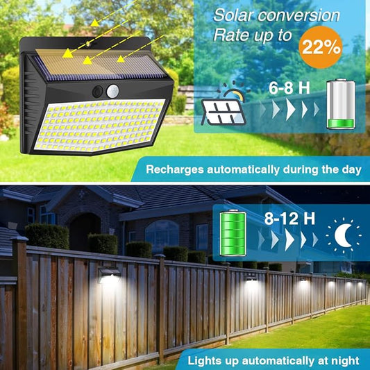 Peasur Solar Outdoor Lights, [138 LED/10 Packs] Solar Motion Sensor Security Lights with 3 Lighting Modes Wall Lights Waterproof Solar Powered Lights for Garden Fence Yard Deck