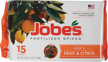 Jobe’s Garden Fertilizer Spikes, Easy Plant Care Slow Release Fertilizer for Fruit and Citrus Plants and Trees, 15 Count