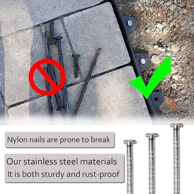 Artificial Turf Stakes Landscape Edging Stakes Spiral Stainless Steel Anchoring Spikes for Landscaping Edging, Weed Barrier, Lawn Edging,Tent Stakes, 6 in 76 Pcs