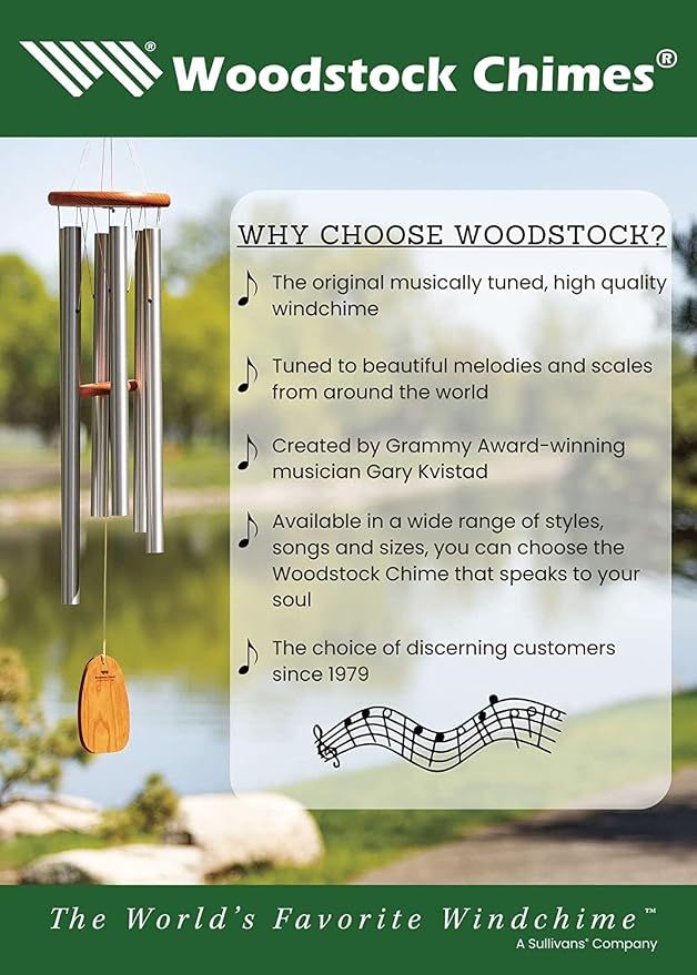 Woodstock Chimes Heroic Windbell Wind Chime for Outside 24" Medium Green,Deep Tone Sound, Outdoor Decor for Patio, Porch, Garden HWMG