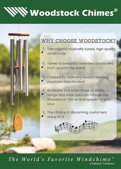 Woodstock Chimes Heroic Windbell Wind Chime for Outside 24" Medium Green,Deep Tone Sound, Outdoor Decor for Patio, Porch, Garden HWMG