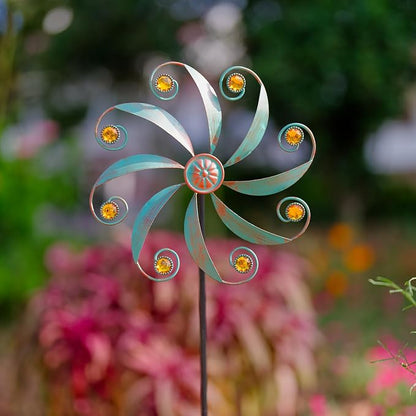 Stargarden Wind Spinner, Metal Outdoor Wind Sculptures & Spinners | Small Garden Pinwheels for Yard and Garden Decor