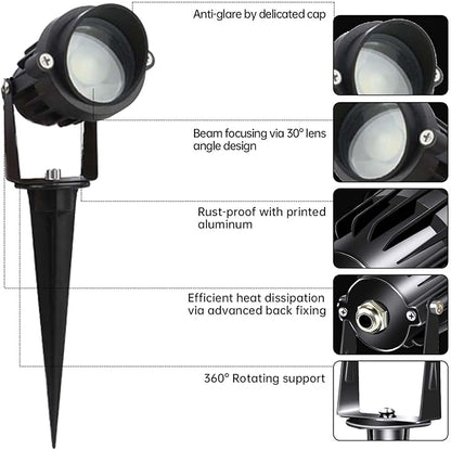 LAVAED 10W Landscape Lighting 12/24V Low Voltage Landscape Lighting LED Outdoor Spotlights 1000LM Waterproof Garden Uplights for Pathway,Patio,Yard,Flag,Tree(8Pack with Connectors)