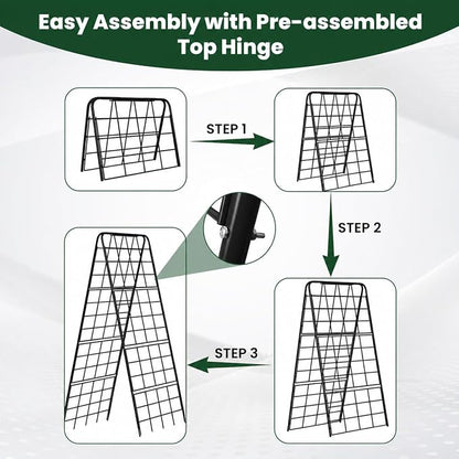 A-Frame Cucumber Trellis for Raised Bed, 50"x 16" Adjustable Heavy Duty Metal Garden Trellis for Climbing Plants Outdoor, Plant Support for Tomatoes Pea Bean Grape Vining Vegetables (2 Pack)